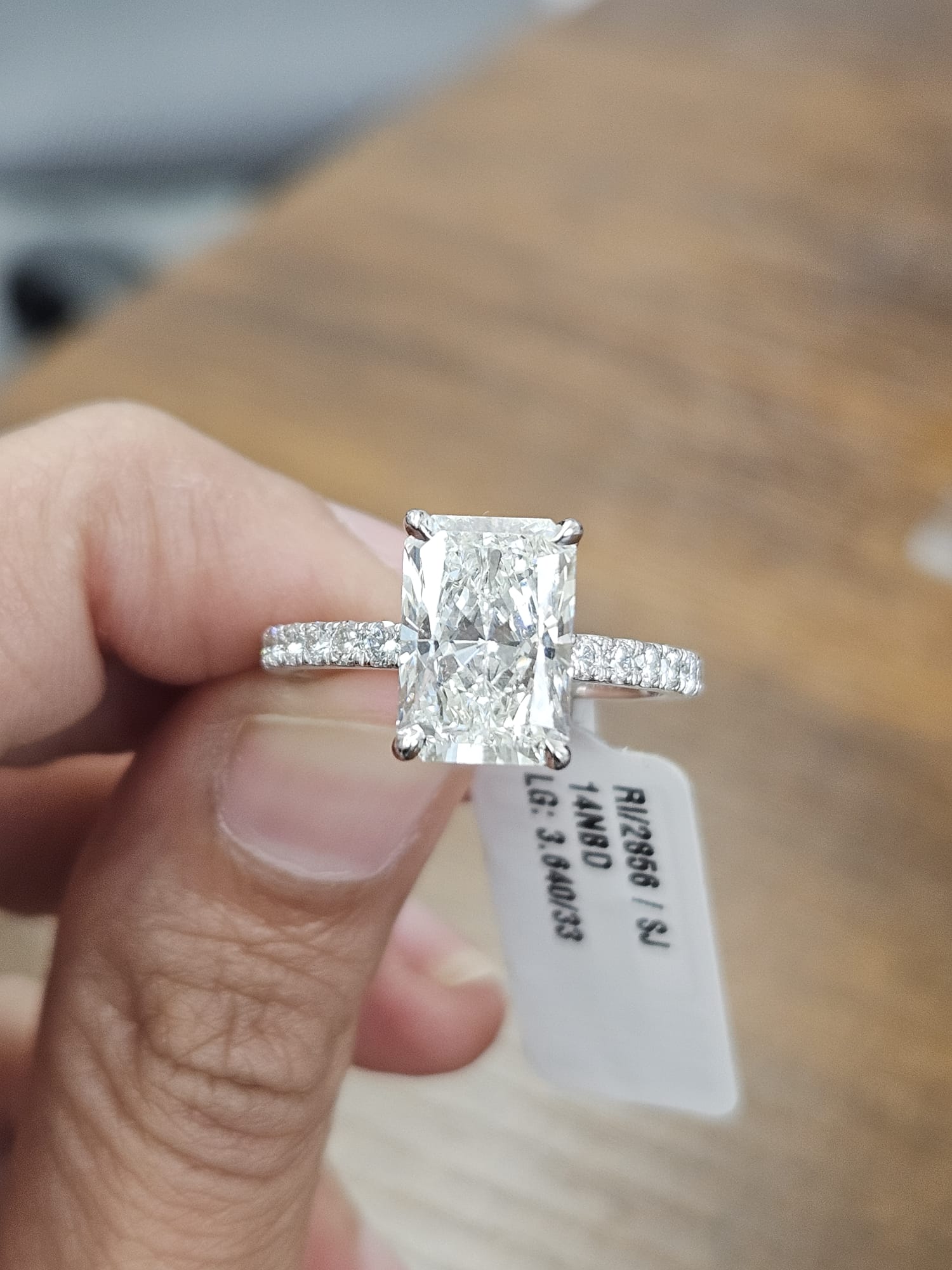 3.64cttw White Gold Radiant Hidden Halo Lab Diamond Ring