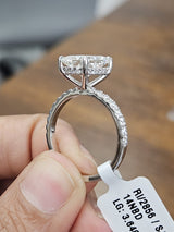 3.64cttw White Gold Radiant Hidden Halo Lab Diamond Ring