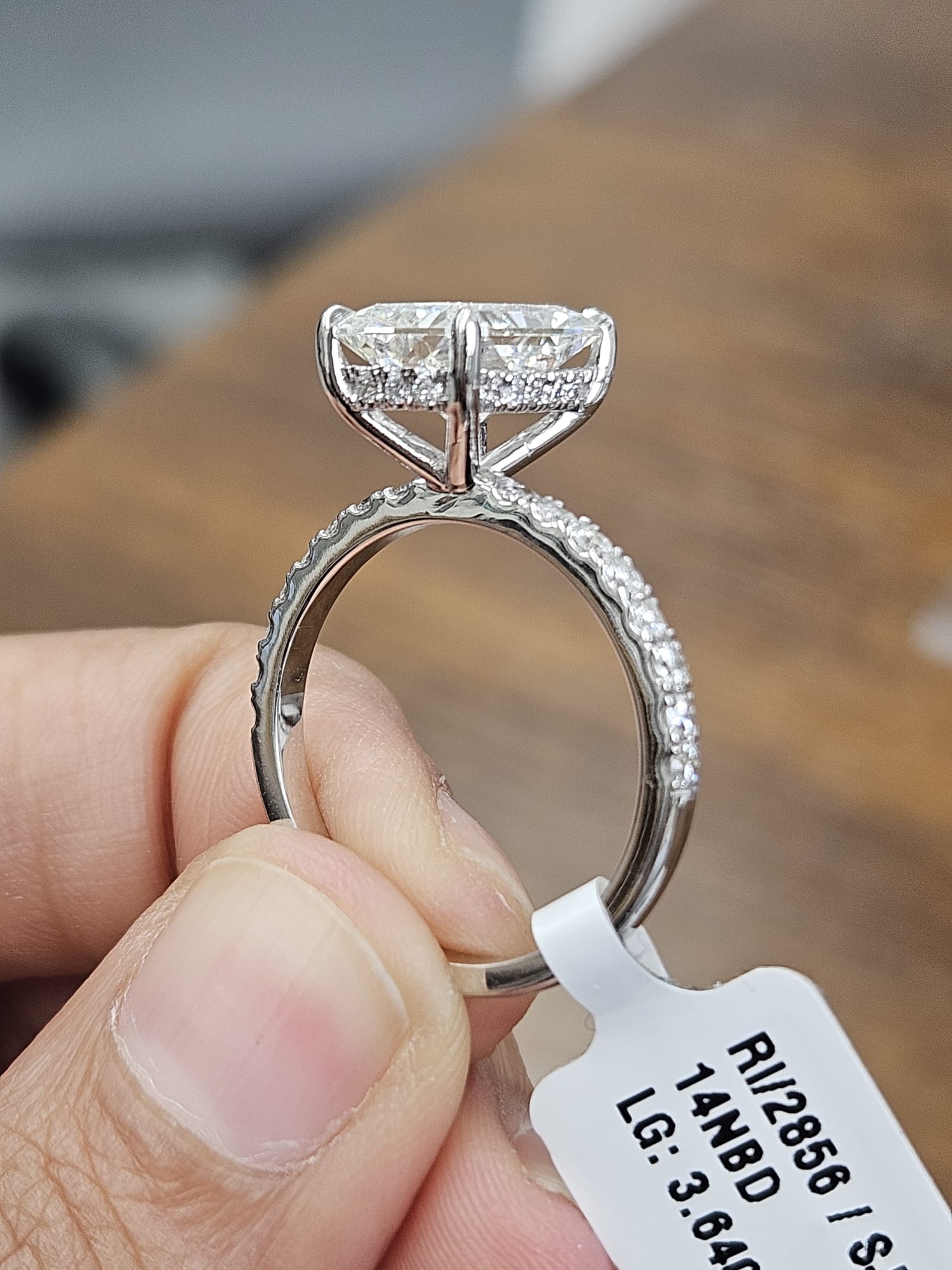 3.64cttw White Gold Radiant Hidden Halo Lab Diamond Ring