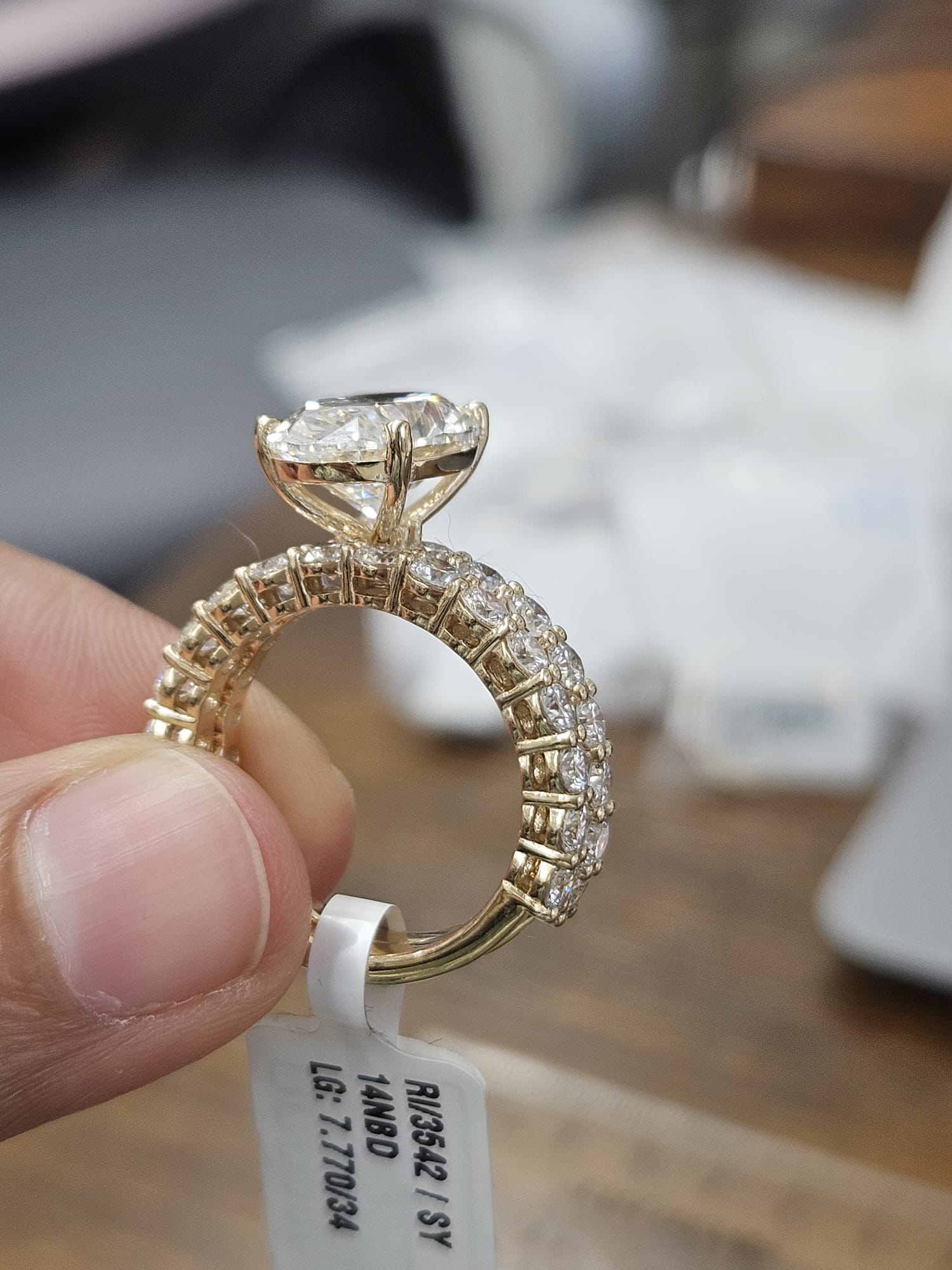7.77cttw Yellow Gold Oval Lab Diamond Ring with Eternity Band
