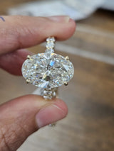 9.26cttw Yellow Gold Oval Lab Diamond Ring with Eternity Band
