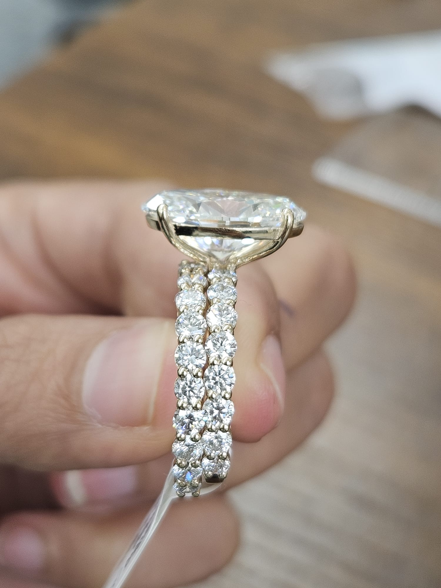 9.26cttw Yellow Gold Oval Lab Diamond Ring with Eternity Band