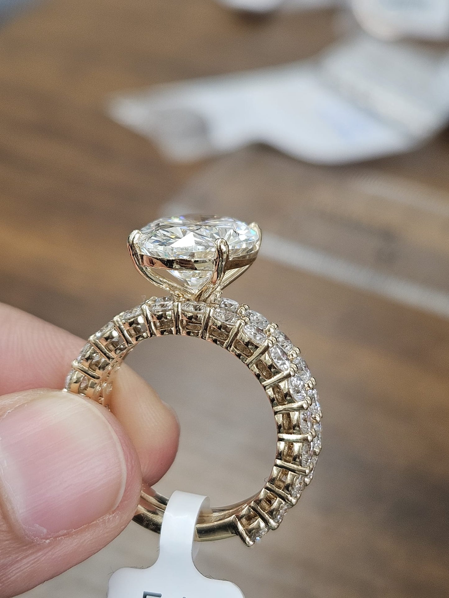 9.26cttw Yellow Gold Oval Lab Diamond Ring with Eternity Band