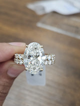 9.26cttw Yellow Gold Oval Lab Diamond Ring with Eternity Band