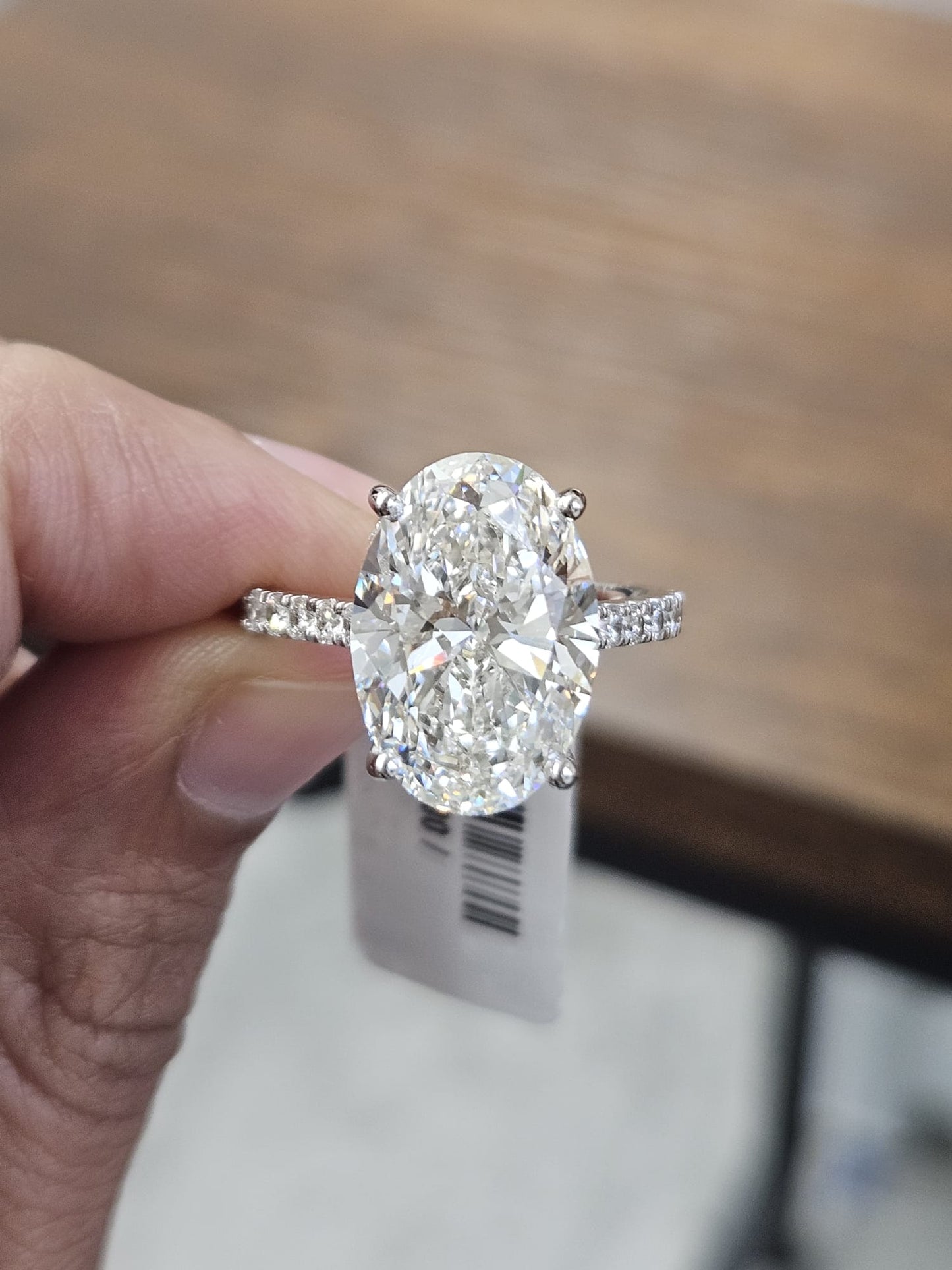 6.57cttw White Gold Oval Hidden Halo Lab Diamond Ring