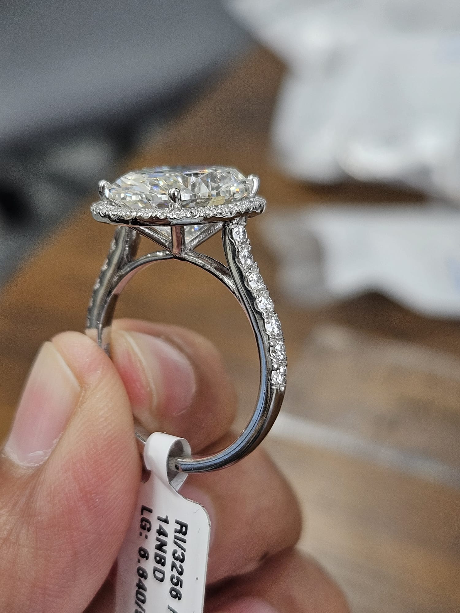 6.64cttw White Gold Oval Halo Lab Diamond Ring