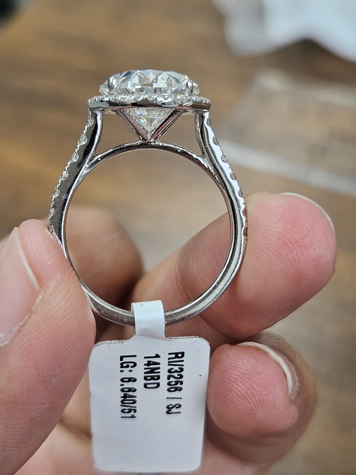 6.64cttw White Gold Oval Halo Lab Diamond Ring