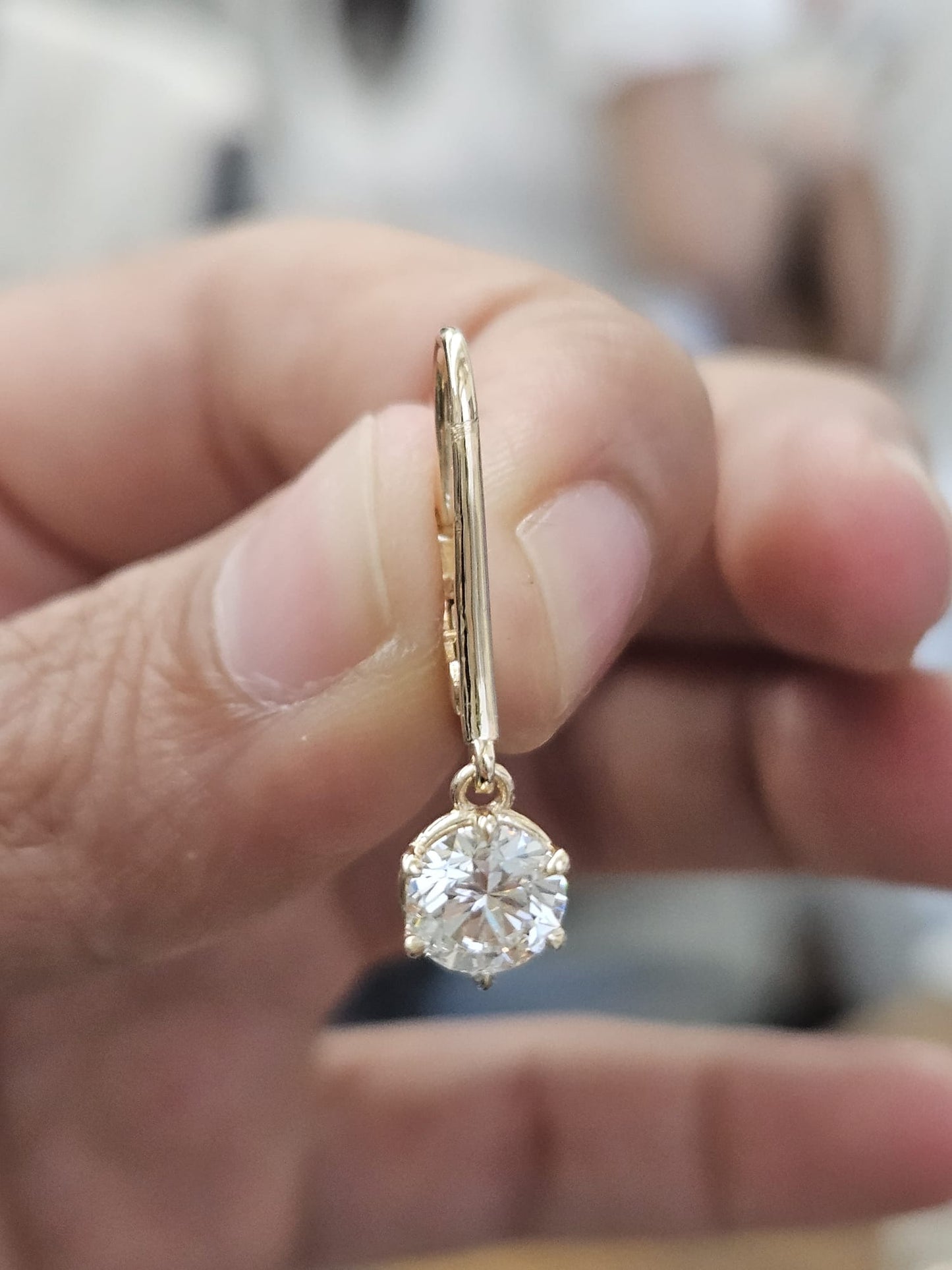 IGI Yellow Gold Round Lab Diamond Dangle Earring
