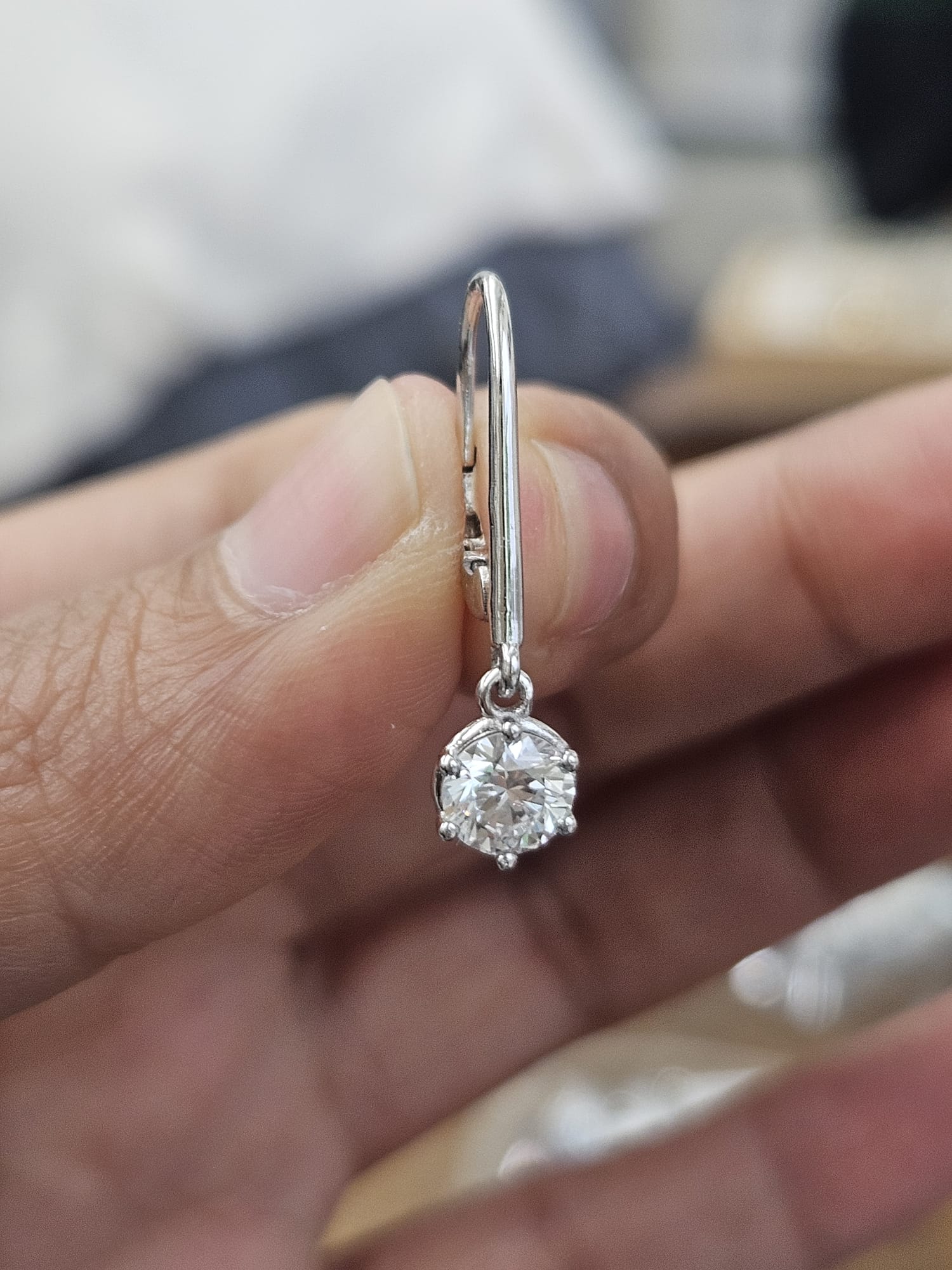 IGI White Gold Round Lab DIamond Dangle Earring
