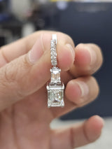 IGI White Gold Emerald Shaped Lab Diamond Dangle Earring
