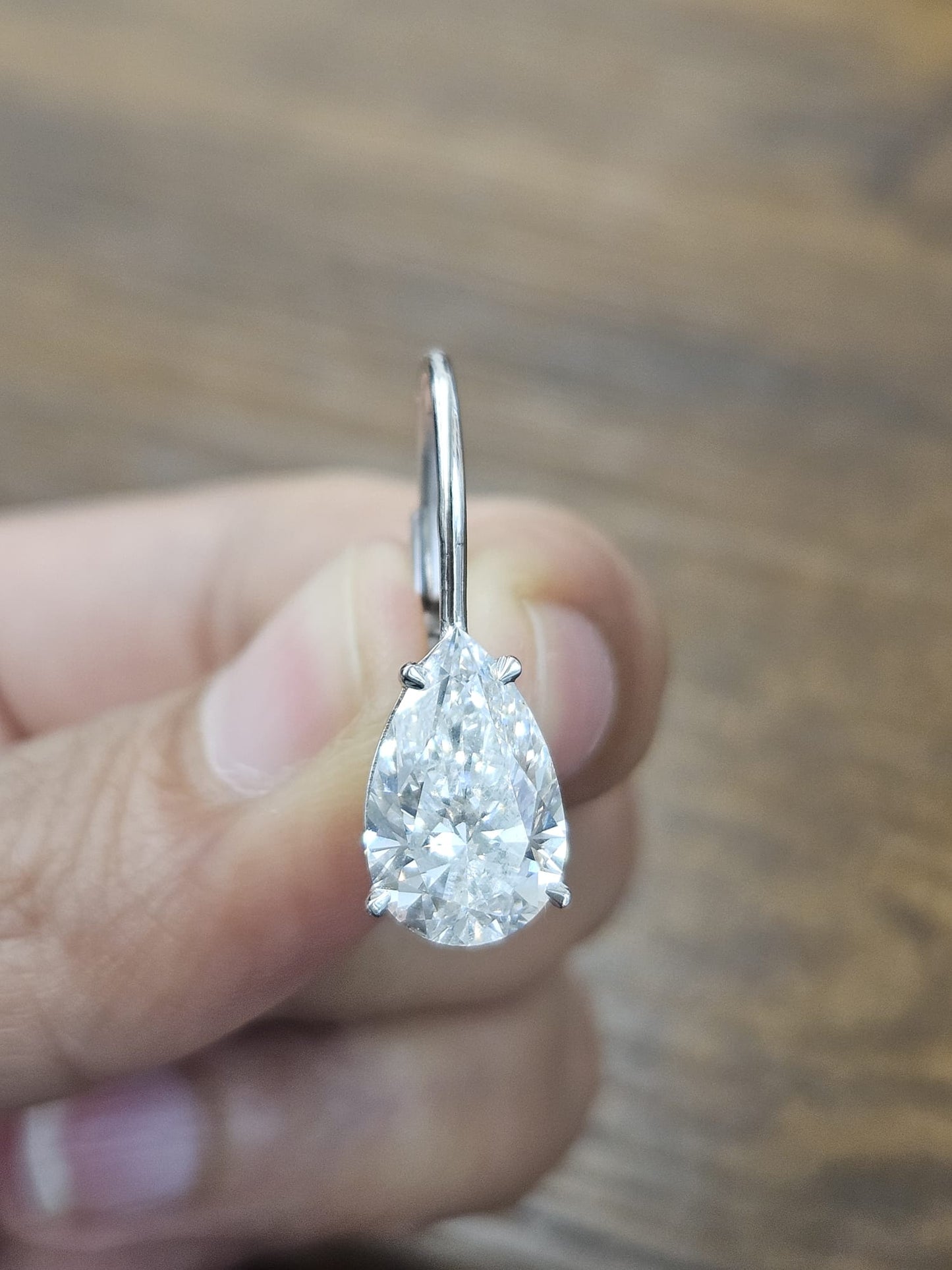 White Gold Pear Shaped Lab Diamond Dangle Earring