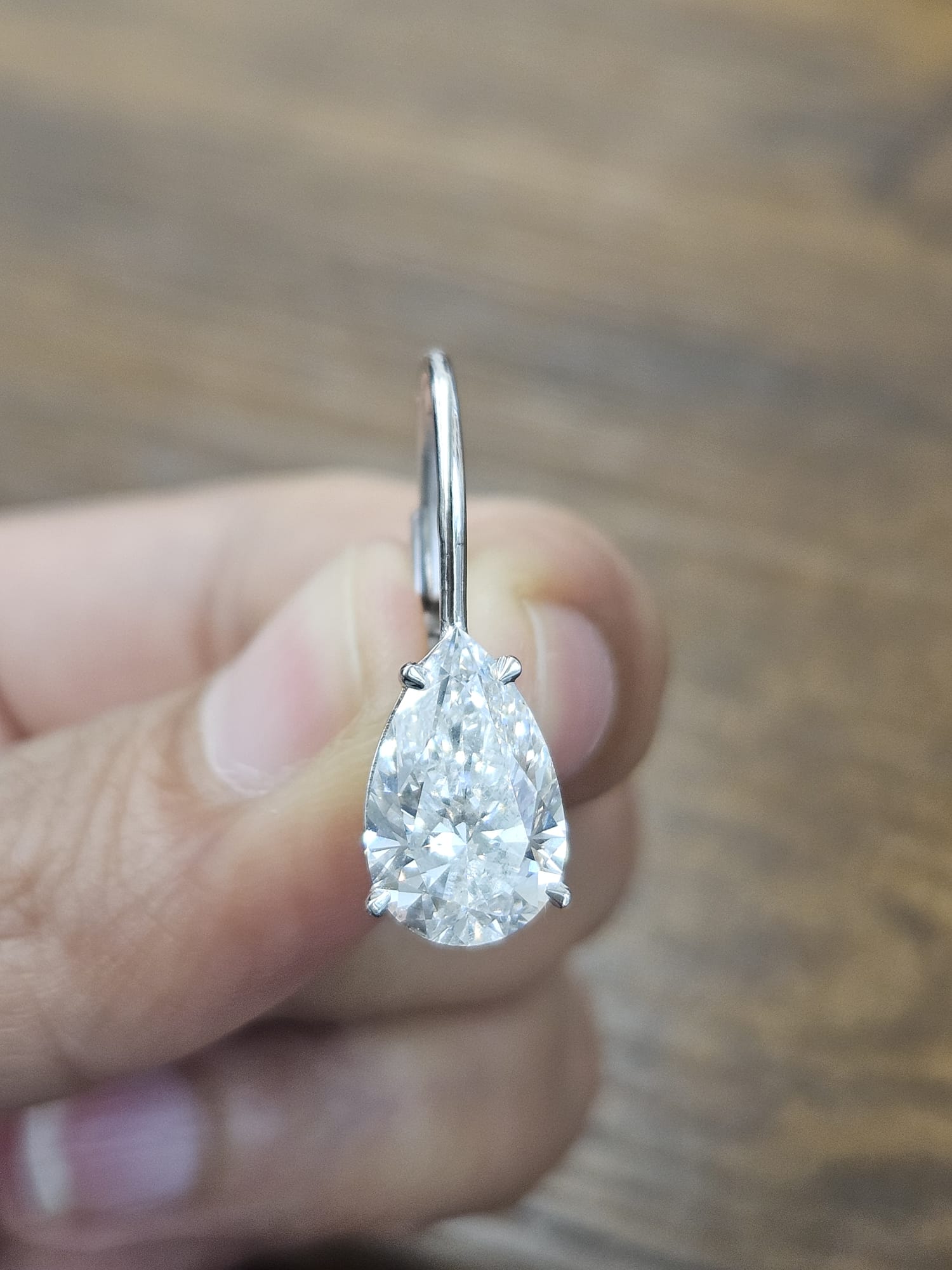 White Gold Pear Shaped Lab Diamond Dangle Earring