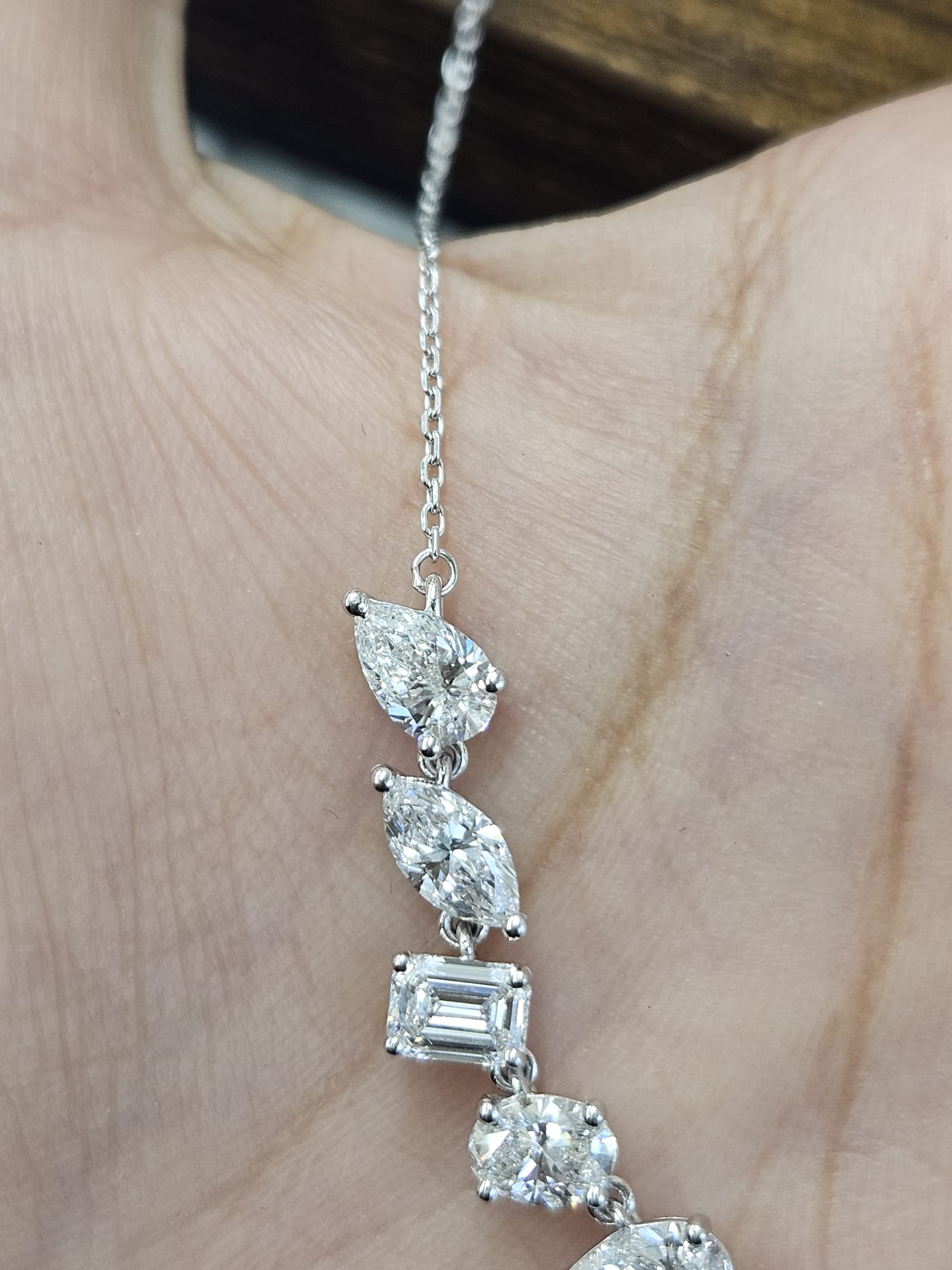 IGI 6.95cttw White Gold Multi Shape Lab Diamond Necklace