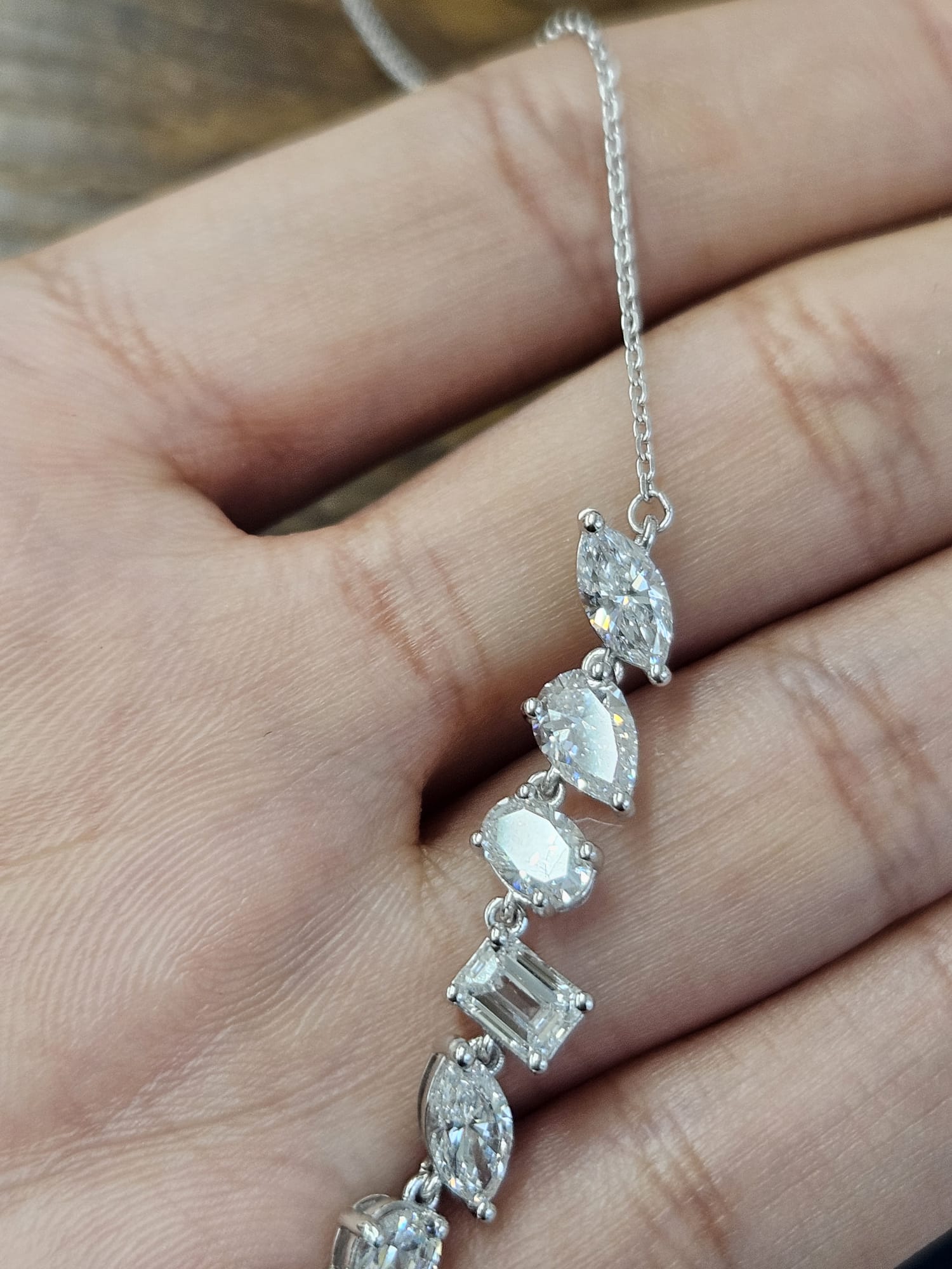IGI 6.95cttw White Gold Multi Shape Lab Diamond Necklace