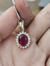 3.11cttw Yellow Gold Ruby Pink Lab Diamond Pendant