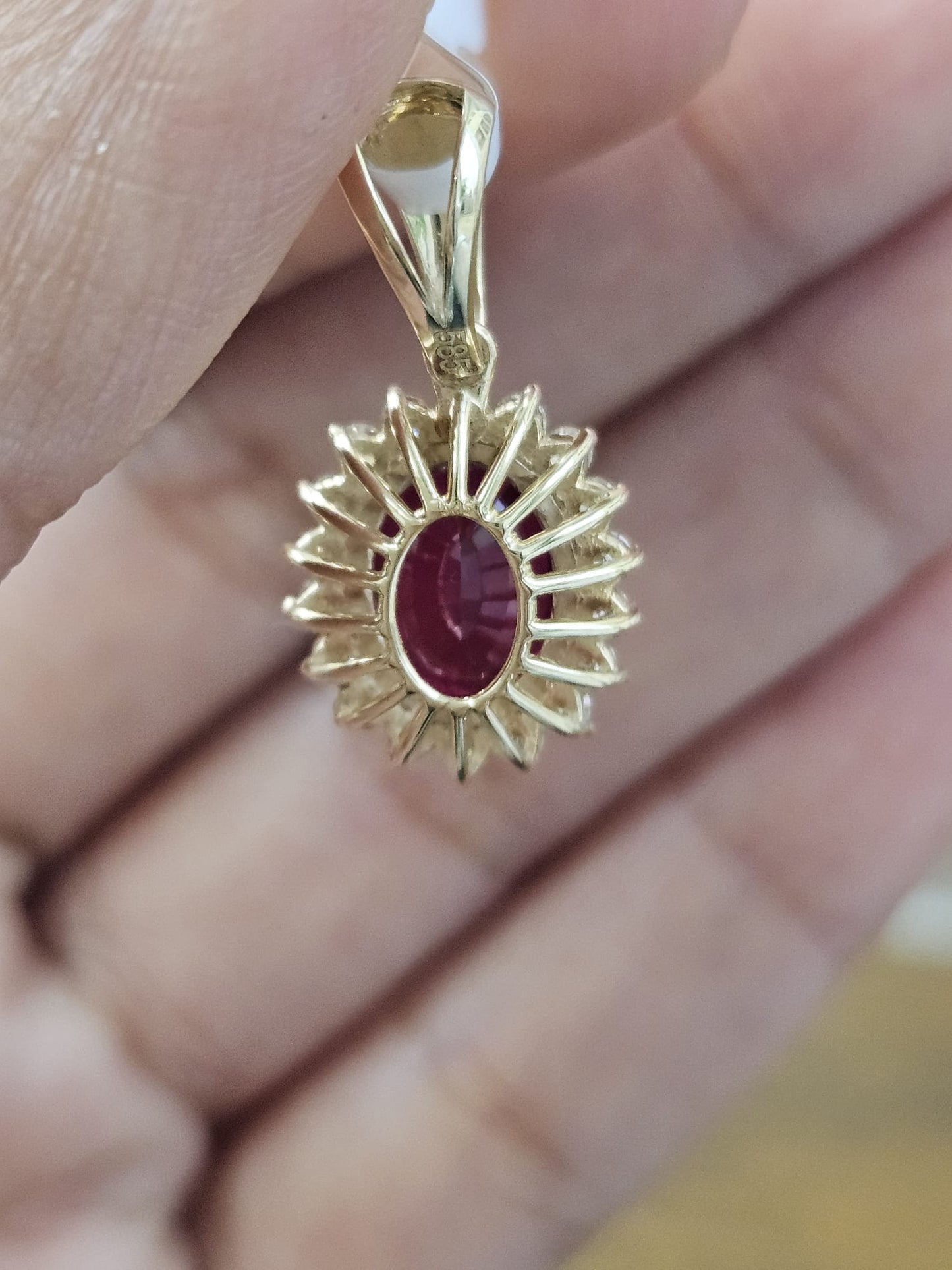 3.11cttw Yellow Gold Ruby Pink Lab Diamond Pendant