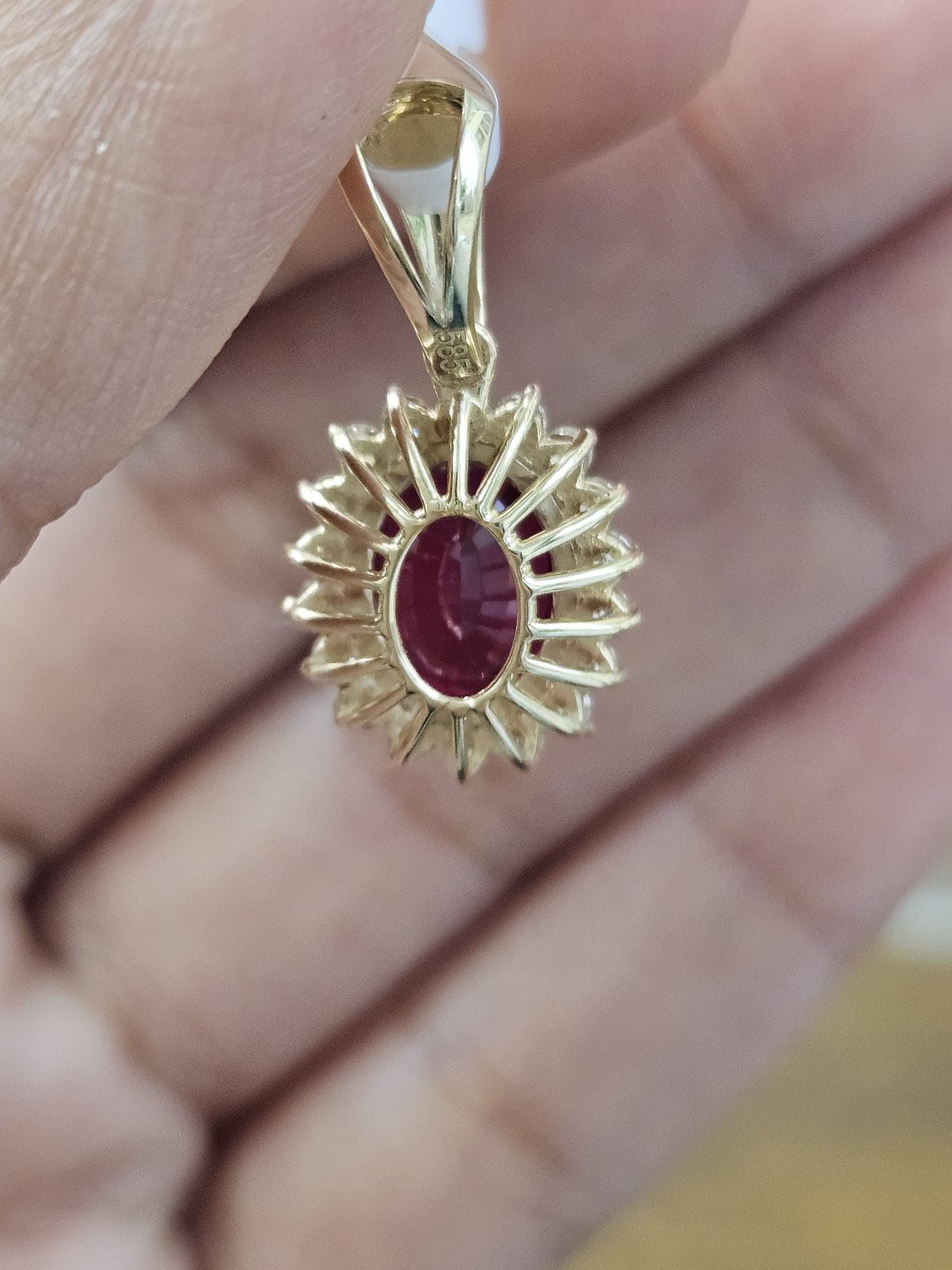 3.11cttw Yellow Gold Ruby Pink Lab Diamond Pendant