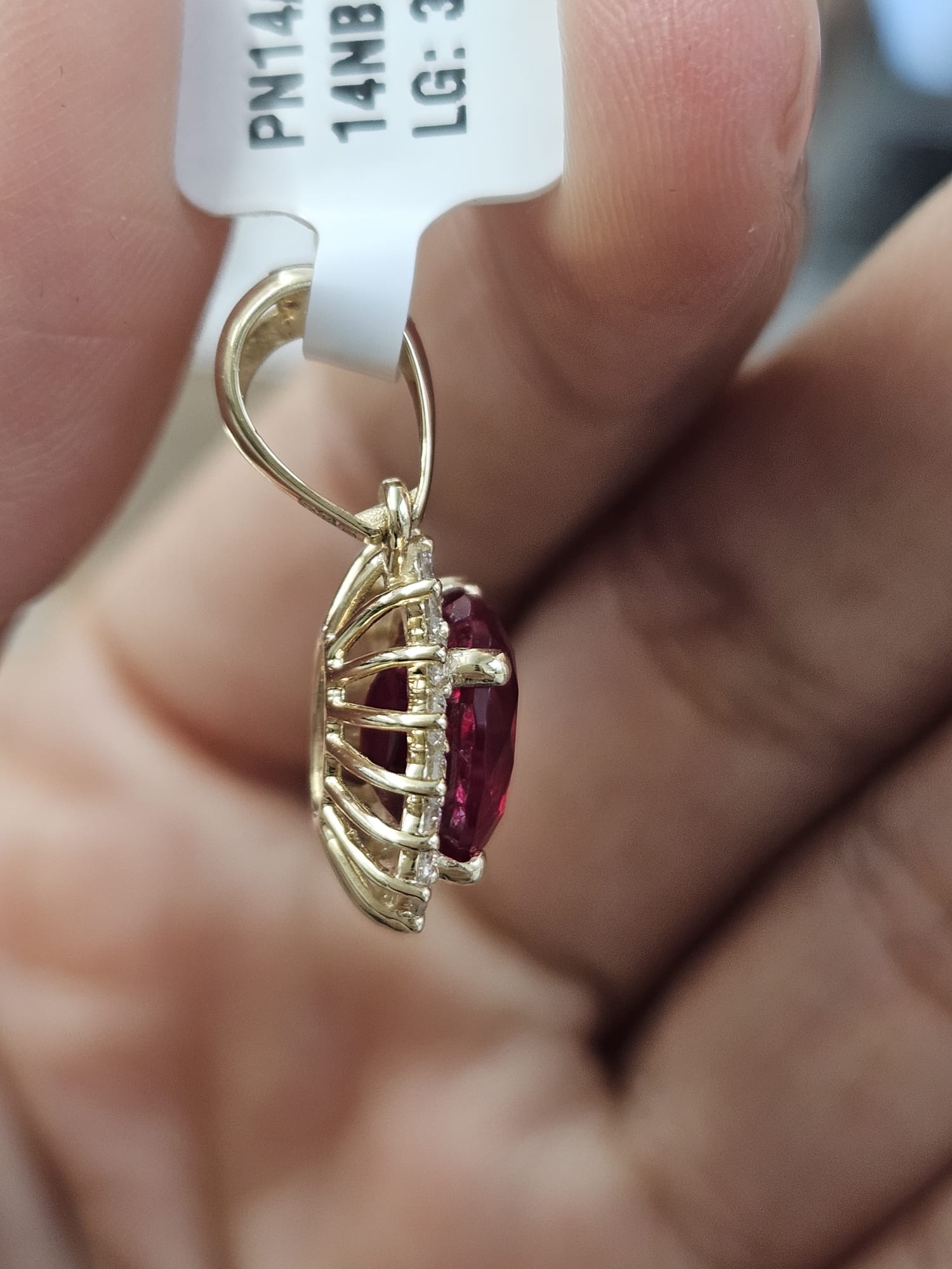 3.11cttw Yellow Gold Ruby Pink Lab Diamond Pendant