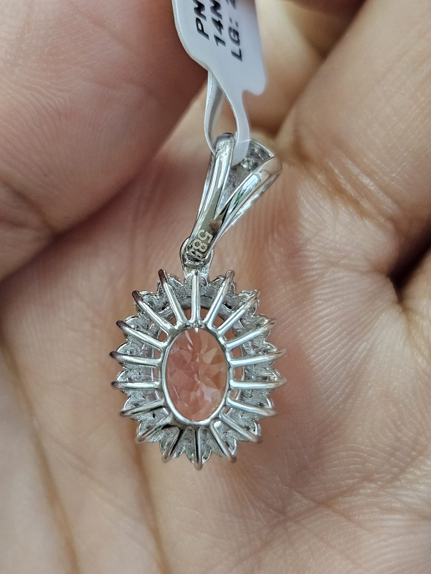 2.71cttw White Gold Fancy Pink OVal Lab Diamond Pendant
