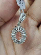 2.71cttw White Gold Fancy Pink OVal Lab Diamond Pendant