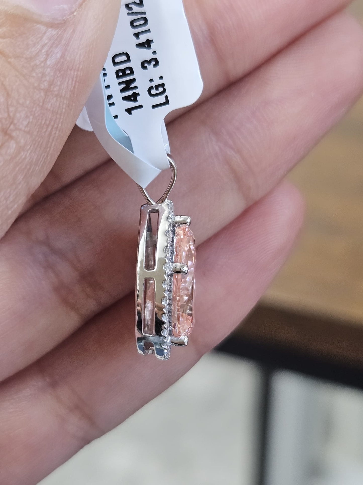 IGI 3.41cttw White Gold Fancy Pink Pear Shape Lab Diamond Pendant