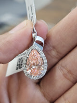 IGI 3.41cttw White Gold Fancy Pink Pear Shape Lab Diamond Pendant