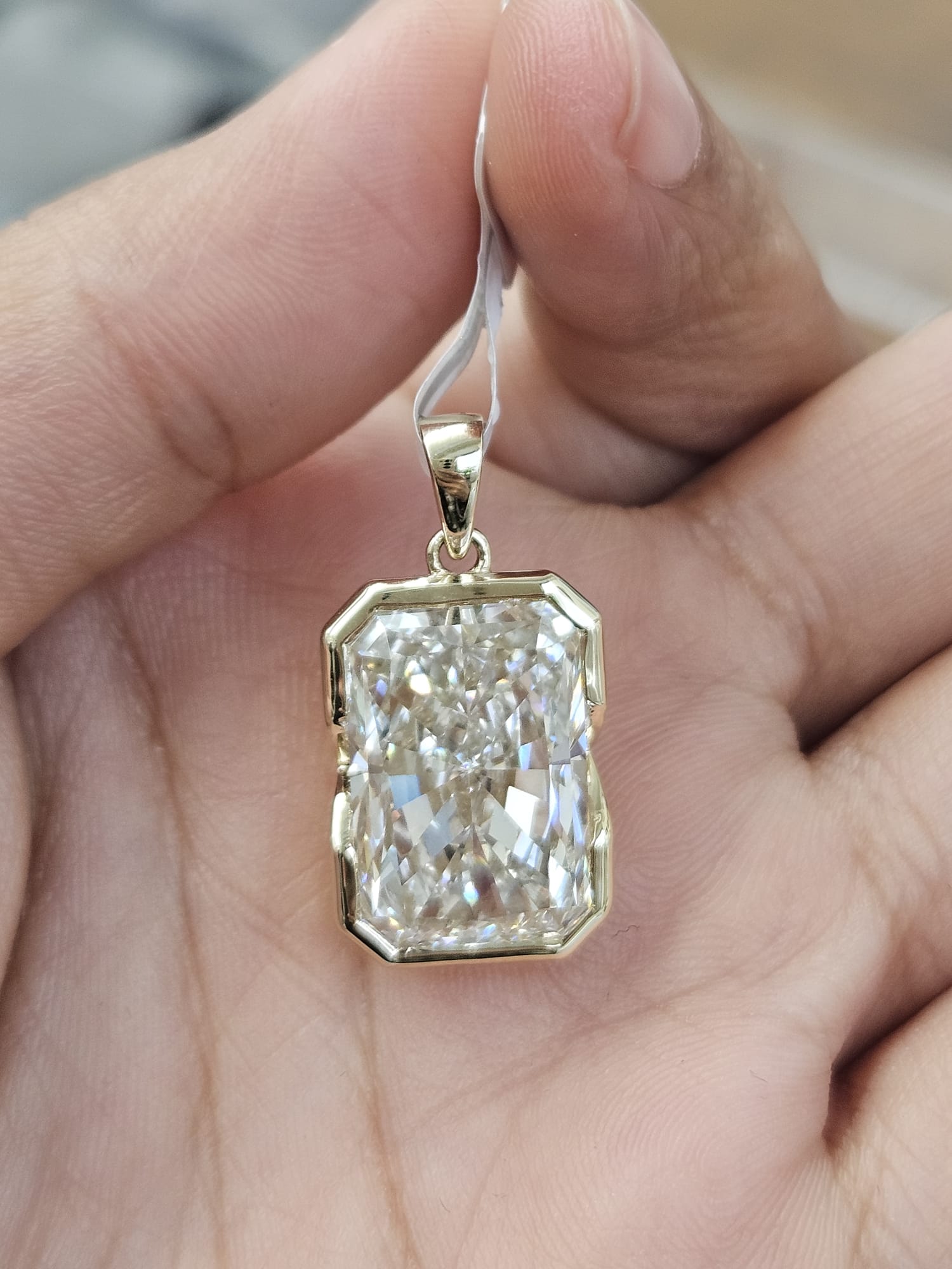 11.61cttw Yellow Gold Radiant Lab Diamond Pendant
