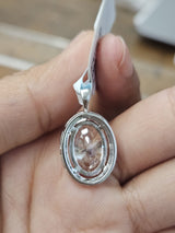 IGI 4.88cttw White Gold Fancy Pink Oval Lab Diamond Pendant