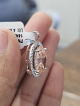 IGI 4.88cttw White Gold Fancy Pink Oval Lab Diamond Pendant
