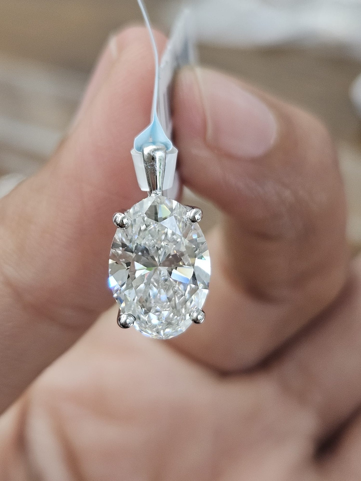 IGI 3.02cttw White Gold Oval Lab Diamond Pendant