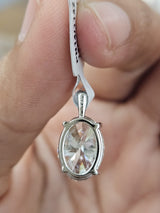 IGI 3.02cttw White Gold Oval Lab Diamond Pendant