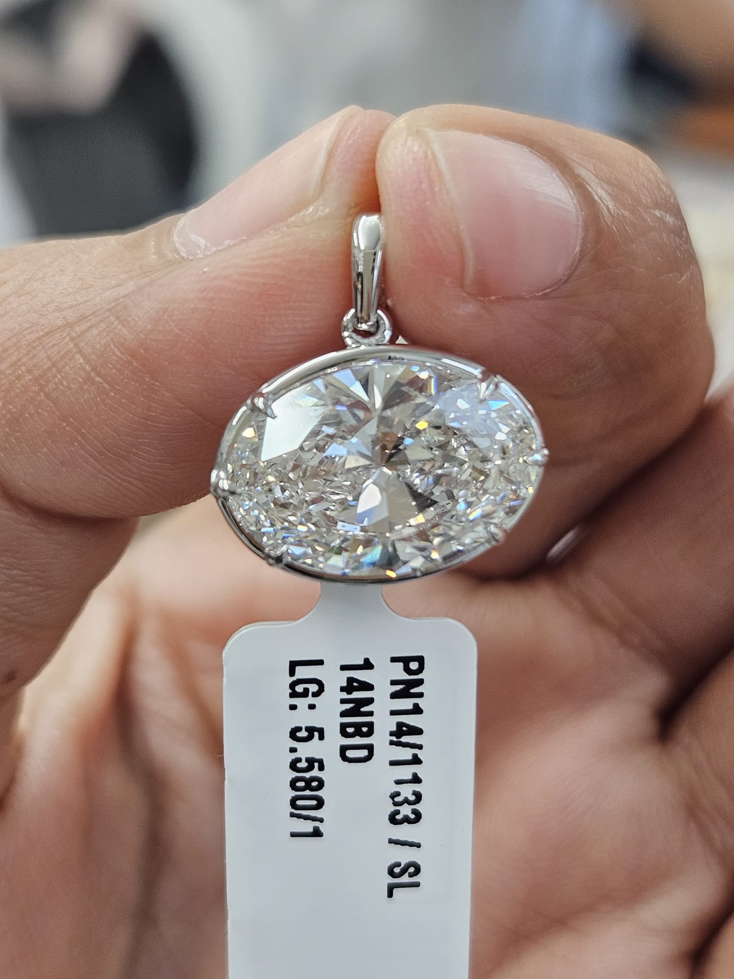 5.58ct White Gold Oval Lab Diamond Pendant