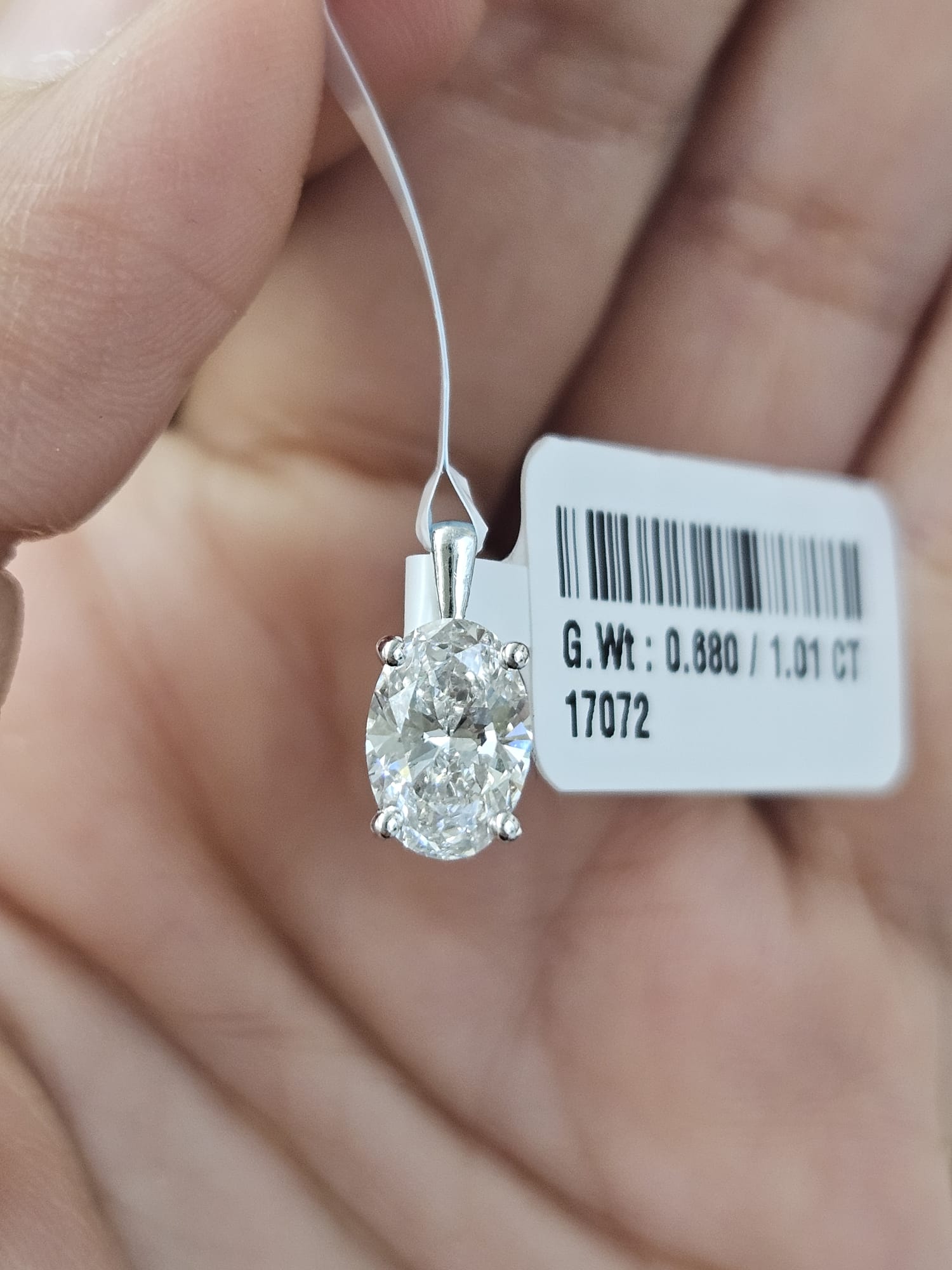 IGI 1.01ct White Gold Oval Lab Diamond Pendant