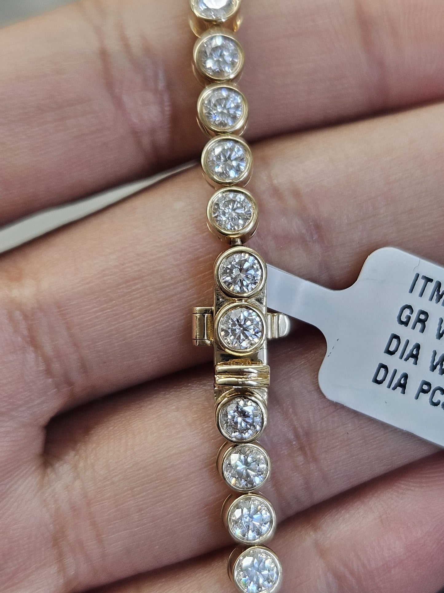 4.47cttw Yellow Gold Round Lab Diamond Bezel Set 7' Bracelet