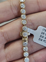 4.47cttw Yellow Gold Round Lab Diamond Bezel Set 7' Bracelet