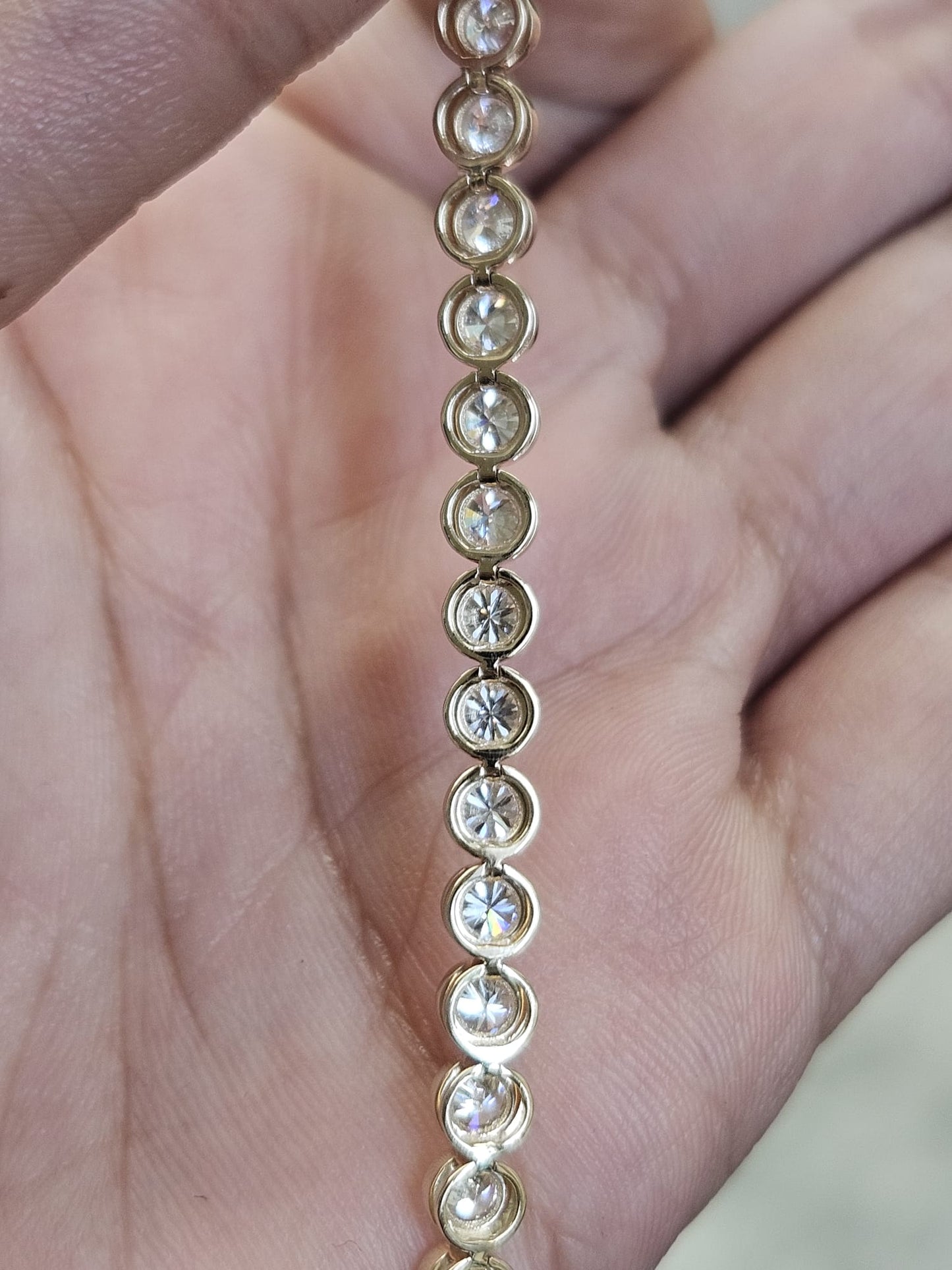 4.47cttw Yellow Gold Round Lab Diamond Bezel Set 7' Bracelet