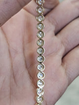 4.47cttw Yellow Gold Round Lab Diamond Bezel Set 7' Bracelet