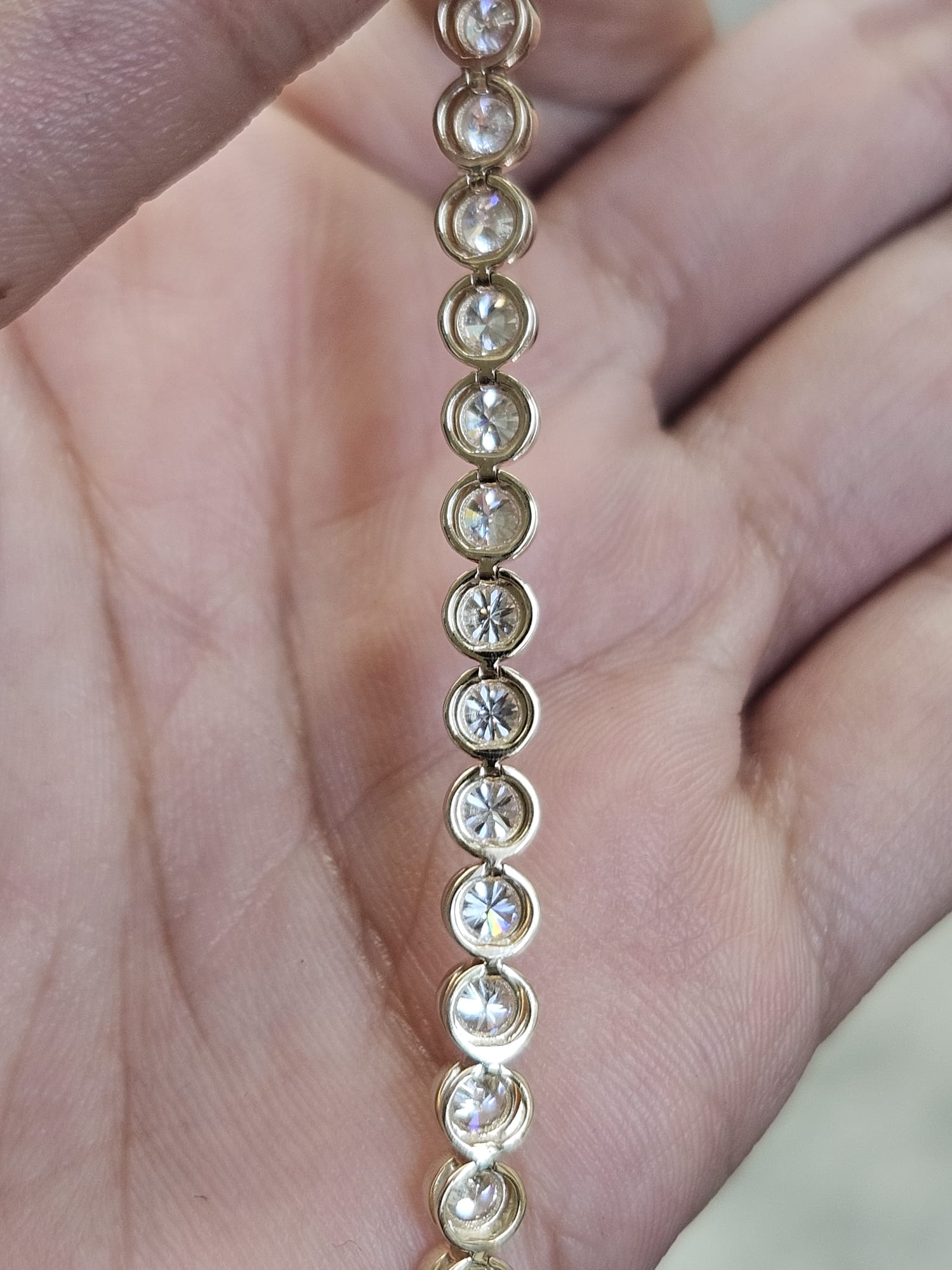 4.47cttw Yellow Gold Round Lab Diamond Bezel Set 7' Bracelet