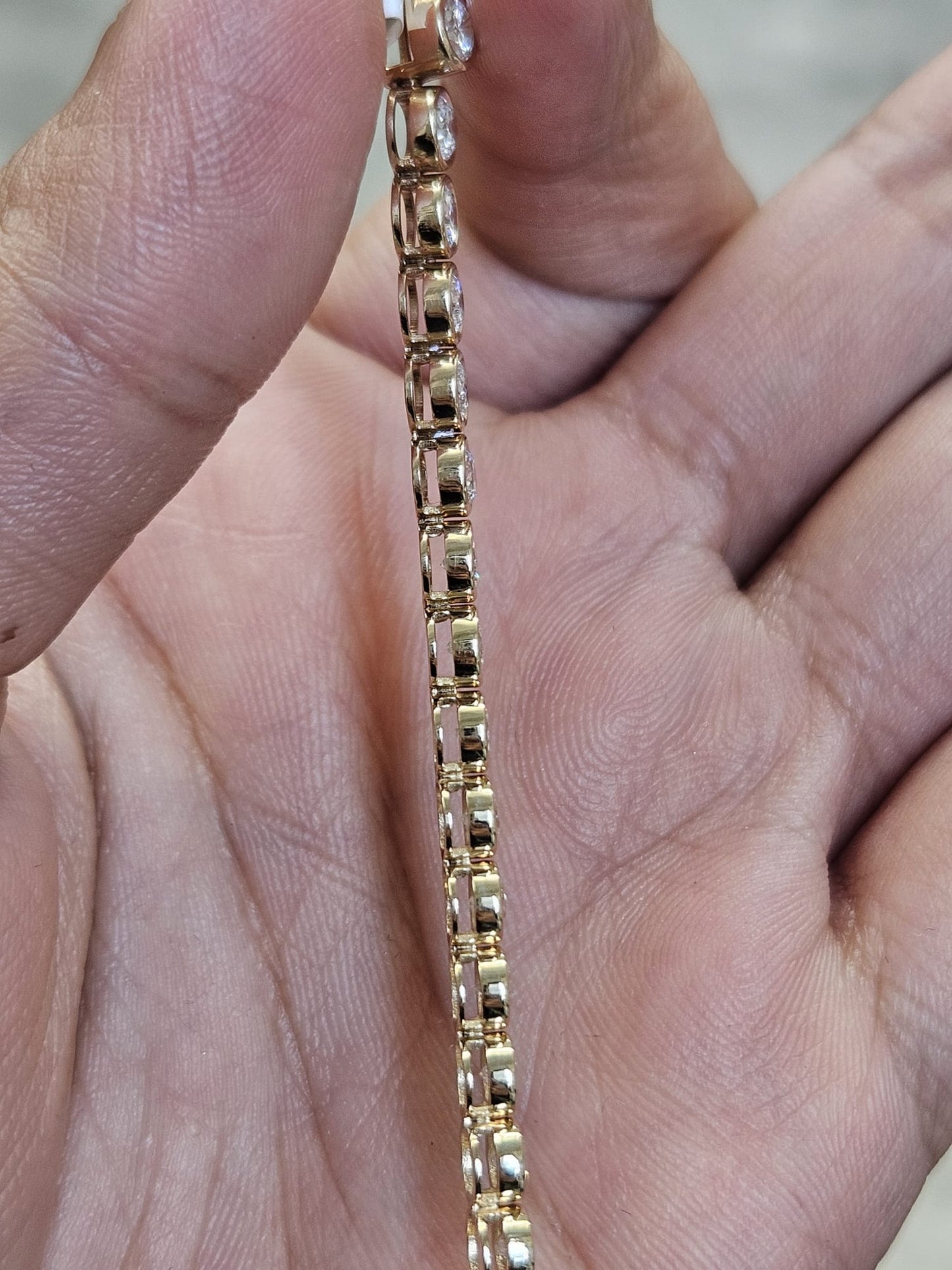 4.47cttw Yellow Gold Round Lab Diamond Bezel Set 7' Bracelet