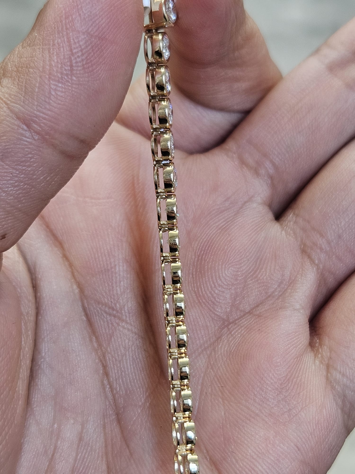 4.47cttw Yellow Gold Round Lab Diamond Bezel Set 7' Bracelet