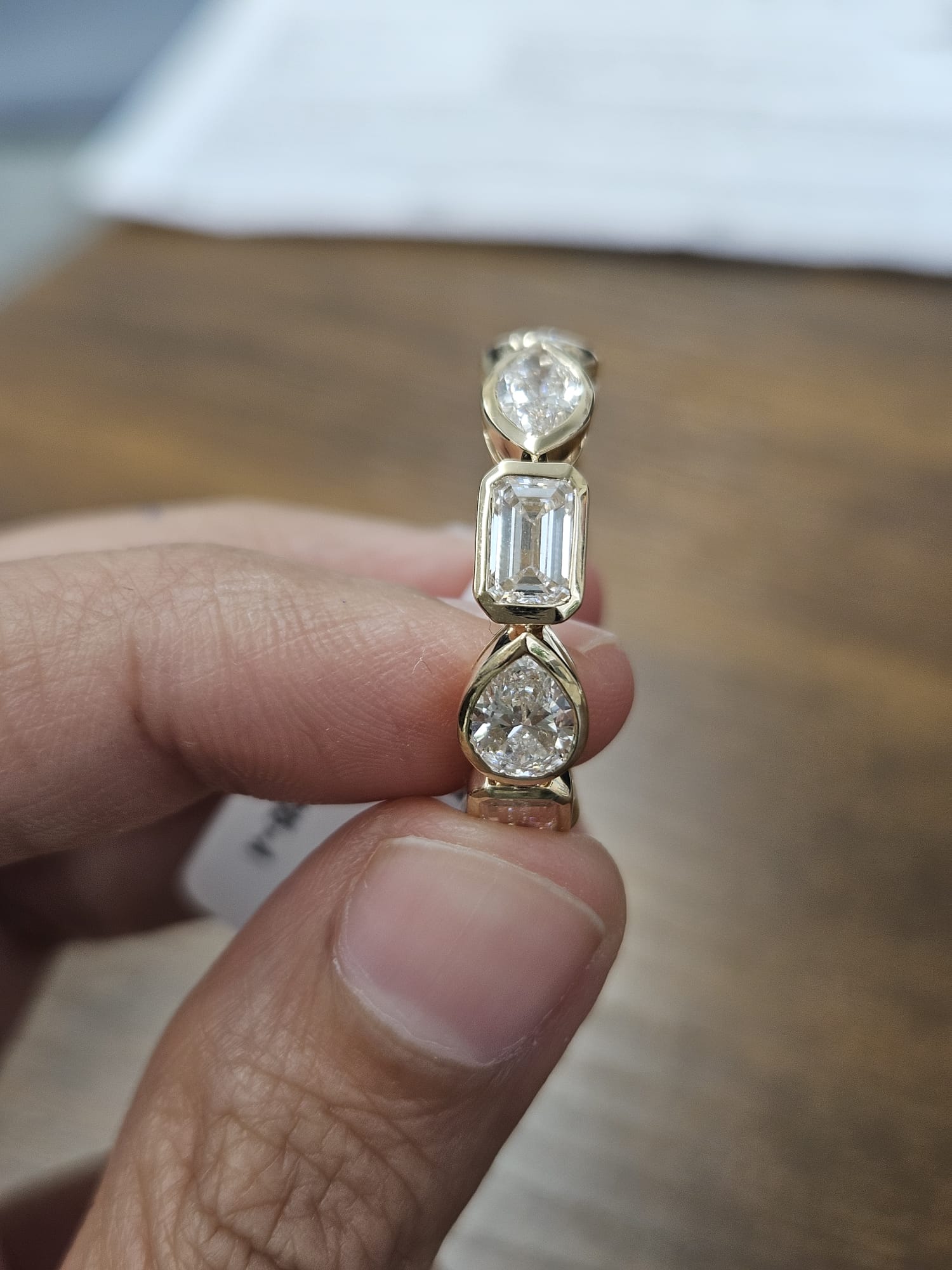 6.07cttw Yellow Gold Multi Shape Lab Diamond Eternity Band