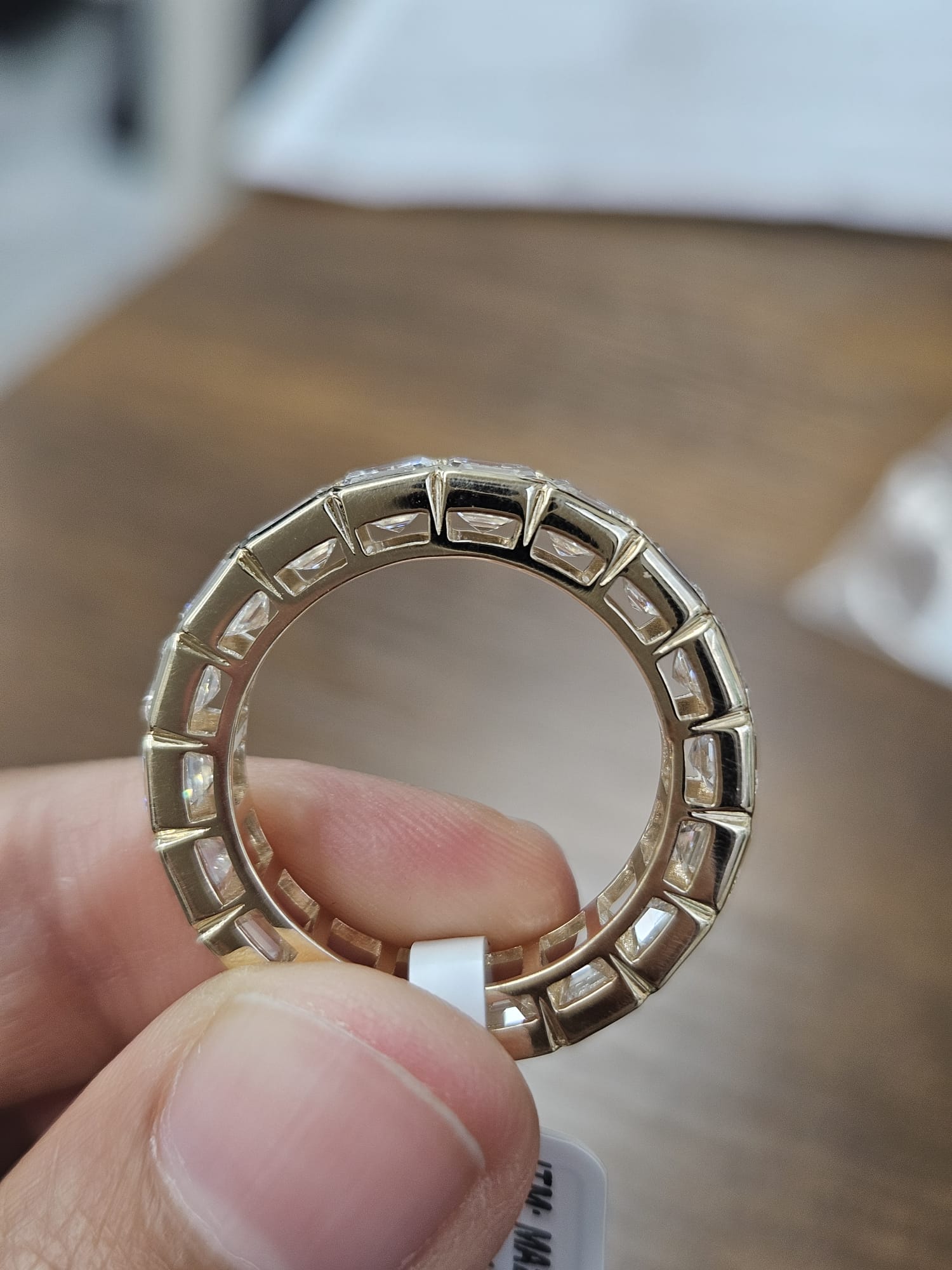 7.34cttw Yellow Gold Asscher Lab Diamond Eternity Band
