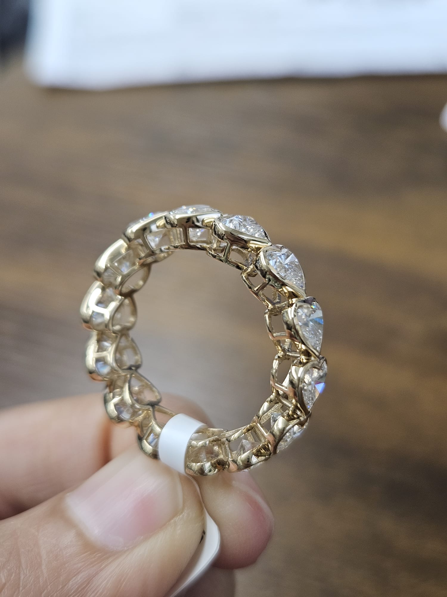 5.55cttw Yellow Gold Heart Shaped Lab Diamond Eternity Band