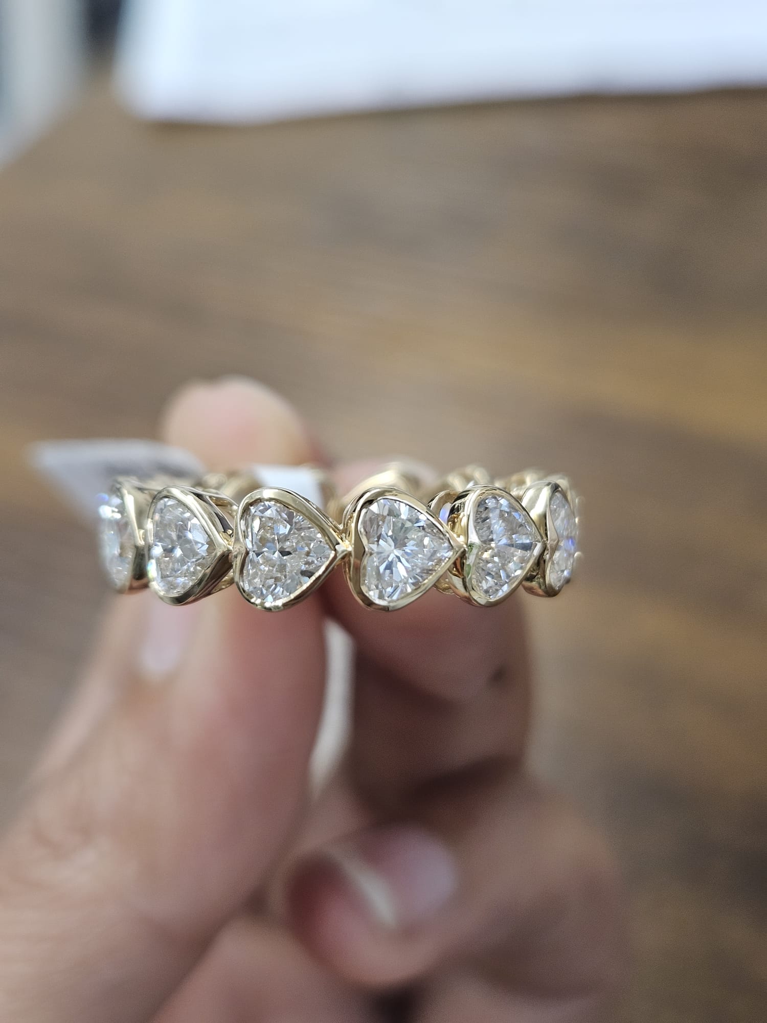 5.55cttw Yellow Gold Heart Shaped Lab Diamond Eternity Band
