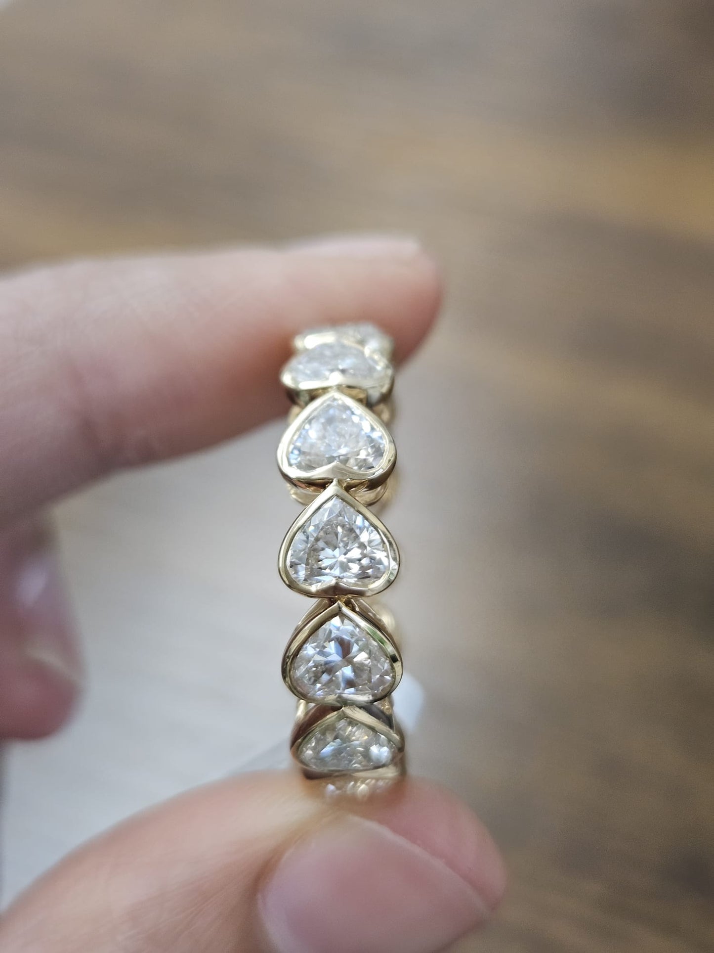 5.55cttw Yellow Gold Heart Shaped Lab Diamond Eternity Band