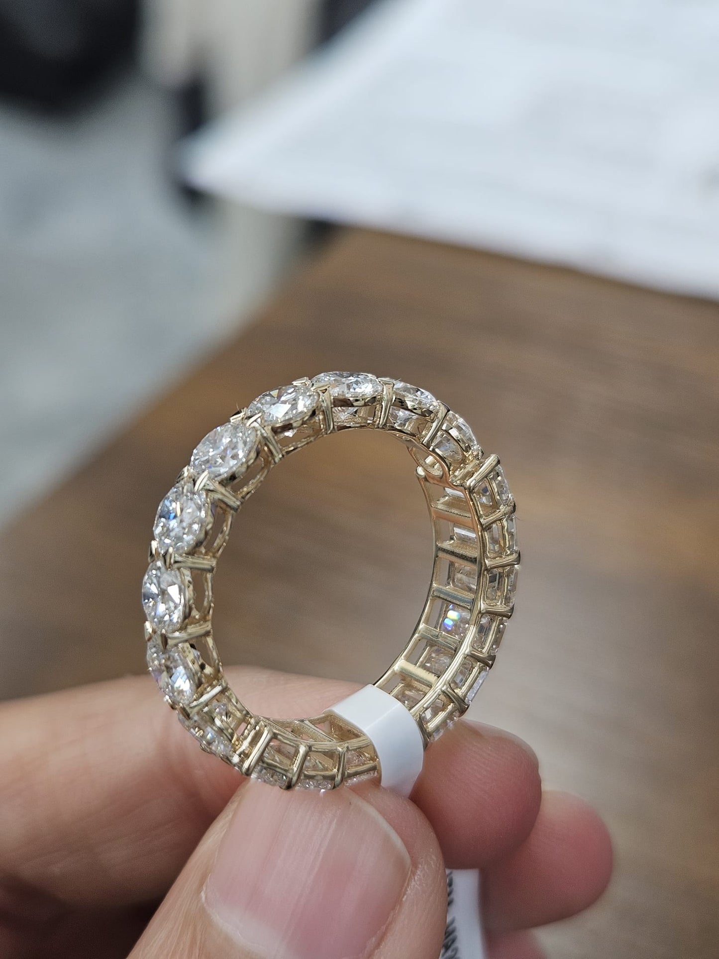 5.45cttw Yellow Gold Half Emerald Half Round Eternity Band