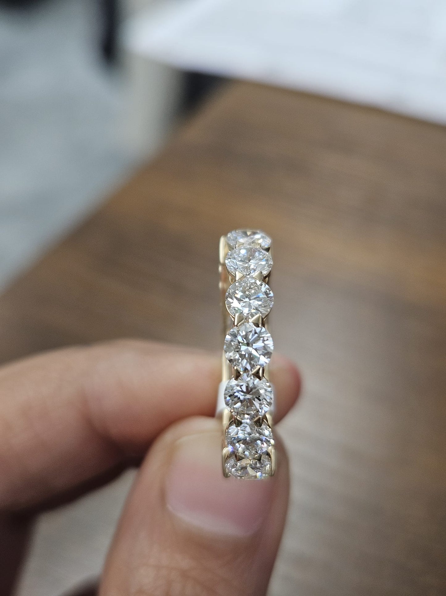 5.45cttw Yellow Gold Half Emerald Half Round Eternity Band