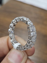 5.58cttw White Gold Half Emerald Half Round Lab Diamond Eternity Band