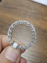 5.58cttw White Gold Half Emerald Half Round Lab Diamond Eternity Band