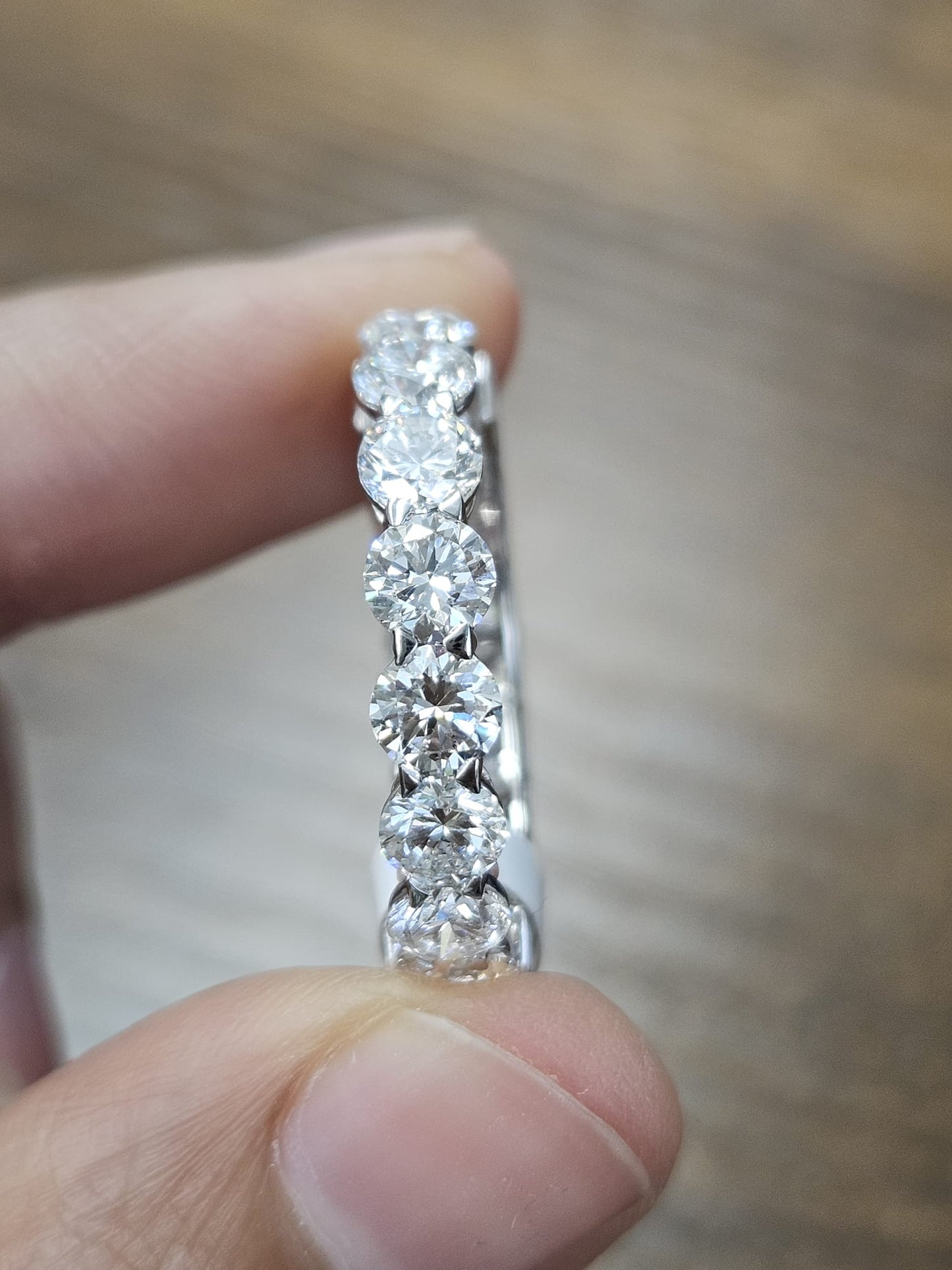 5.58cttw White Gold Half Emerald Half Round Lab Diamond Eternity Band